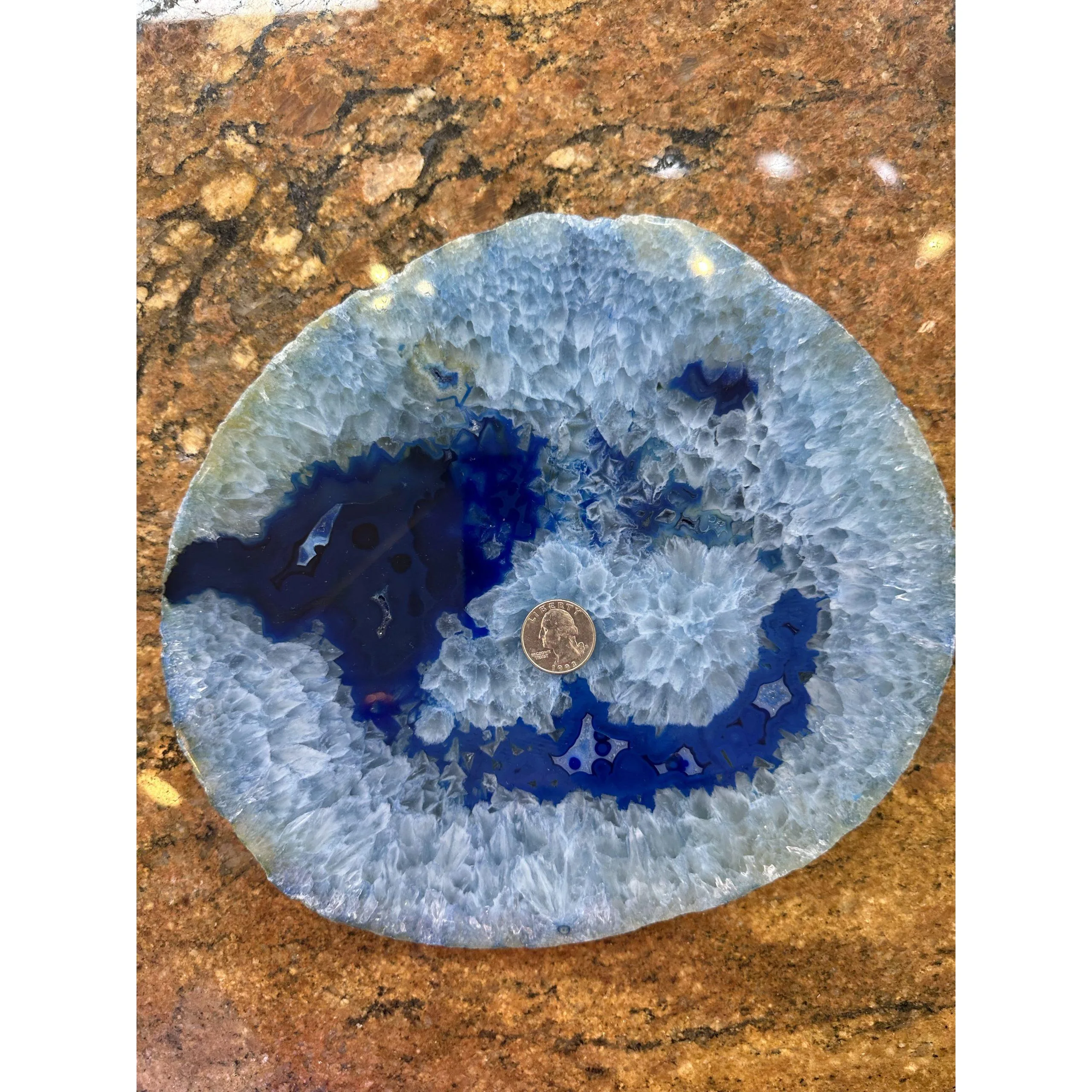 Dyed Agate Slice – Blue Color – natural border Prehistoric Online