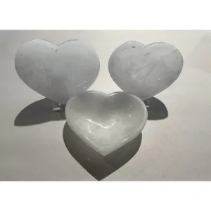 Selenite Heart bowl, selenite 4 1/2 inch Prehistoric Online