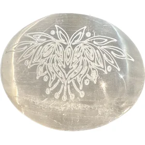 Lotus carved Selenite Palm stone Prehistoric Online