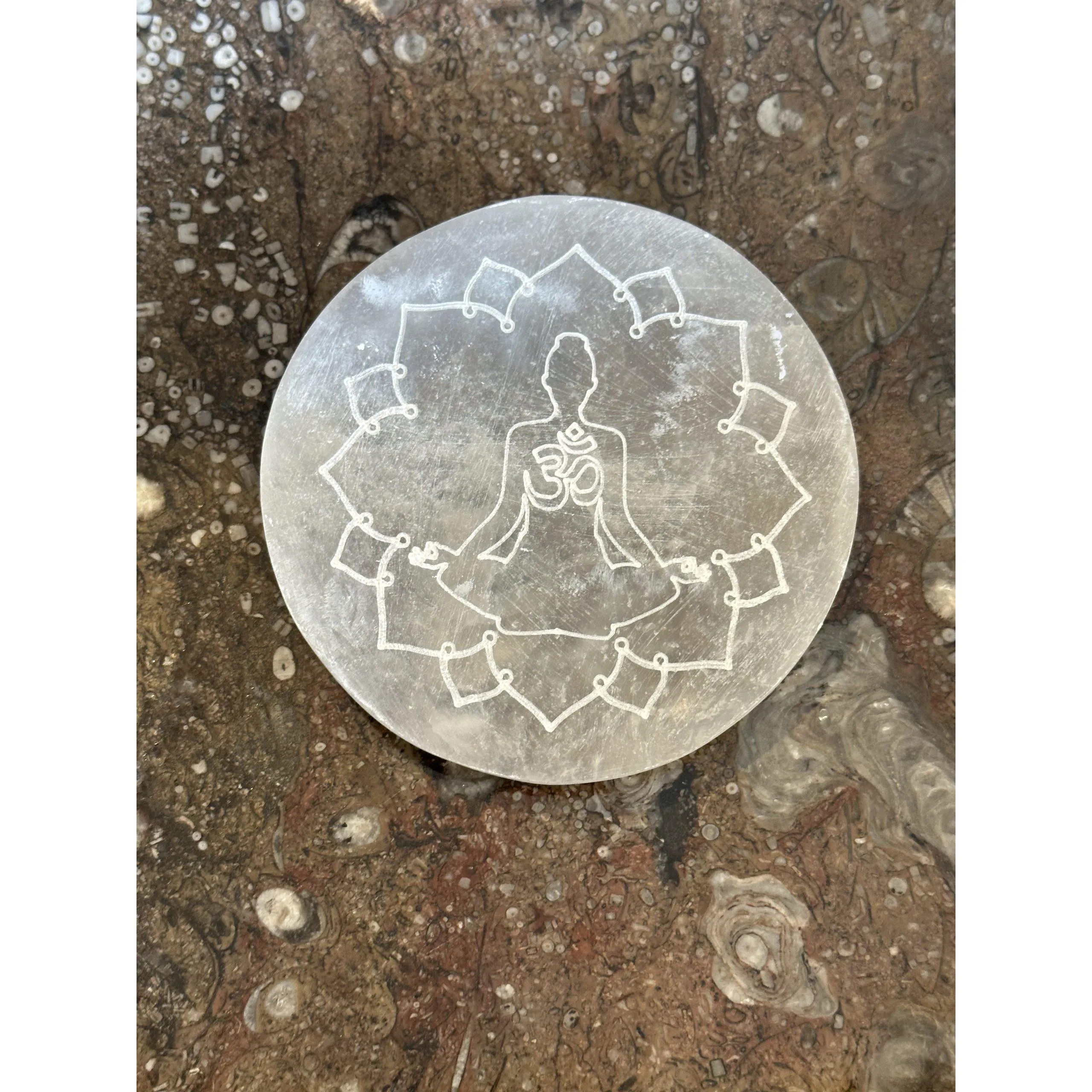 Selenite Charger Disc – Cleanse your minerals, Reiki tool Prehistoric Online