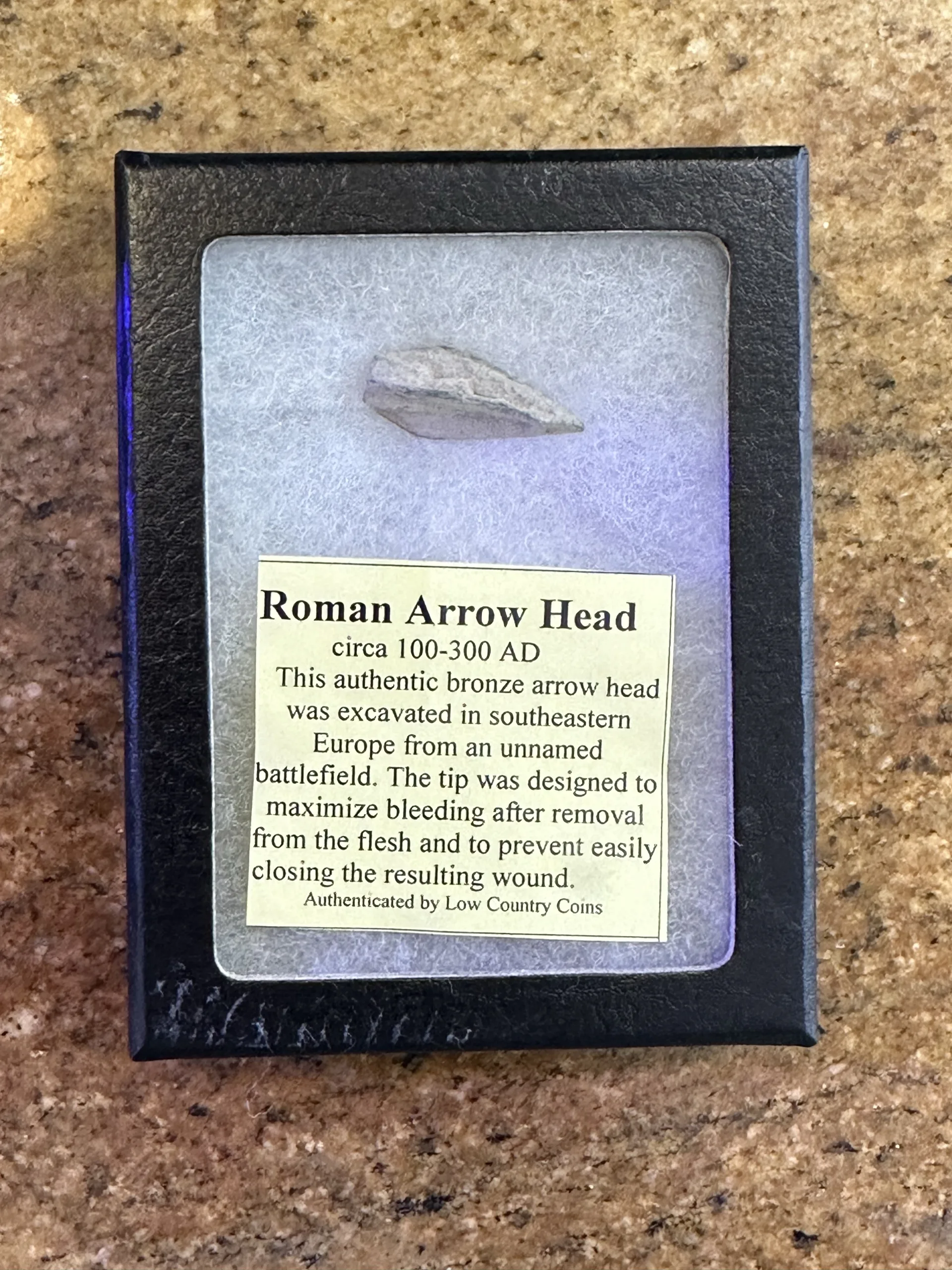 Bronze Roman Arrowhead, ancient, 4″ x 3″ Riker Prehistoric Online