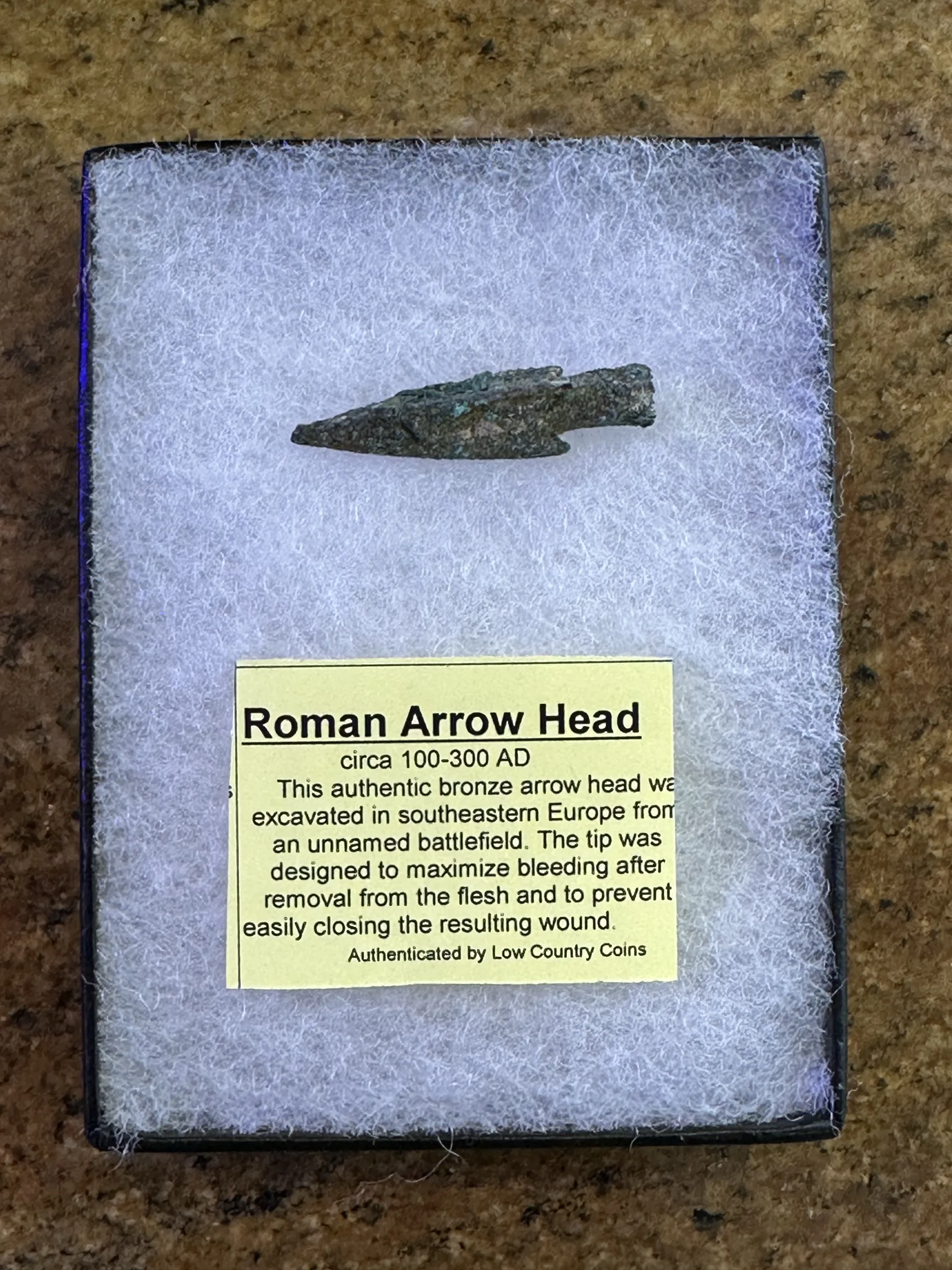 Bronze Roman Arrowhead, 100-300AD, 1 1/2 inches Prehistoric Online