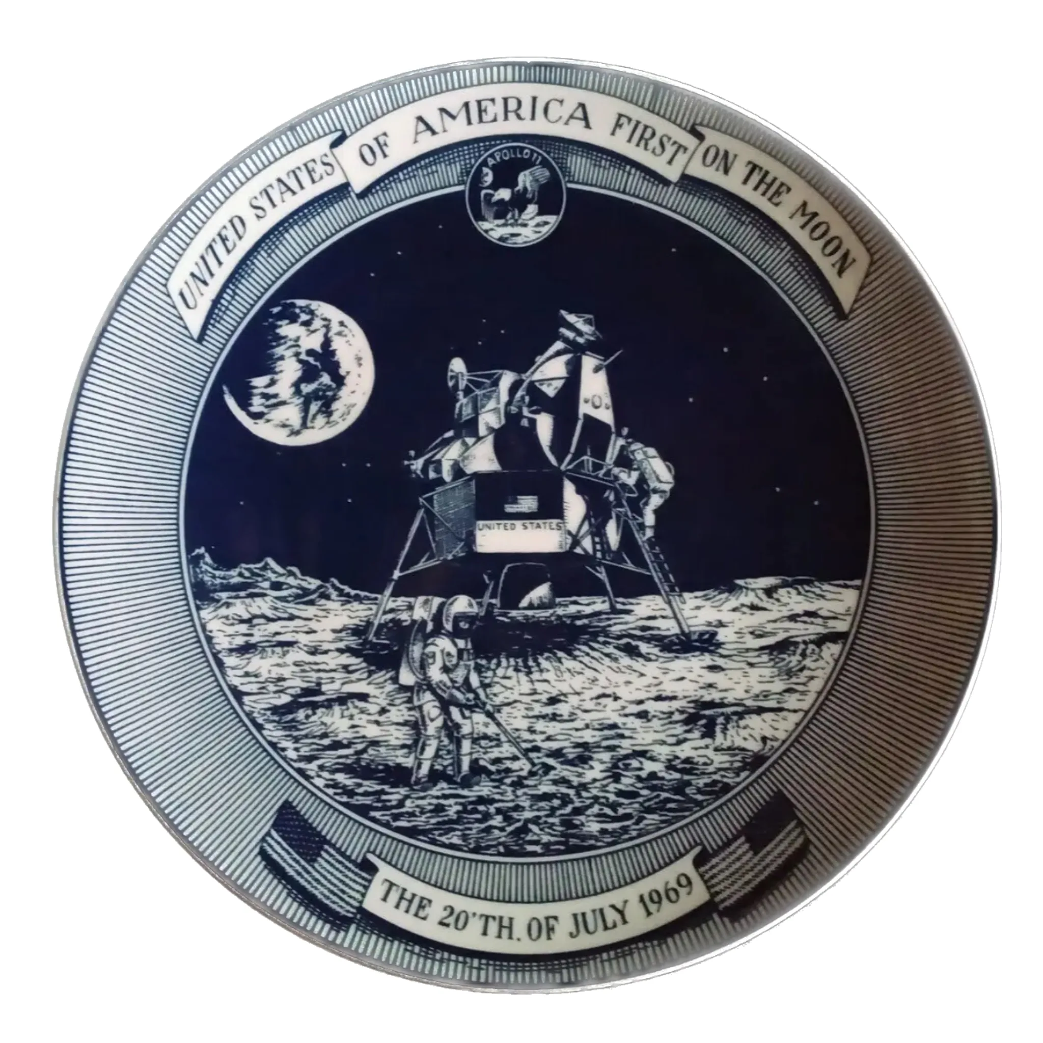 Rare Collector Apollo 11 moon landing plate. Prehistoric Online