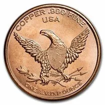 Velociraptor copper coin, 1oz Prehistoric Online
