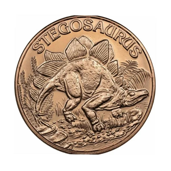 Stegosaurus copper coin, 1oz Prehistoric Online
