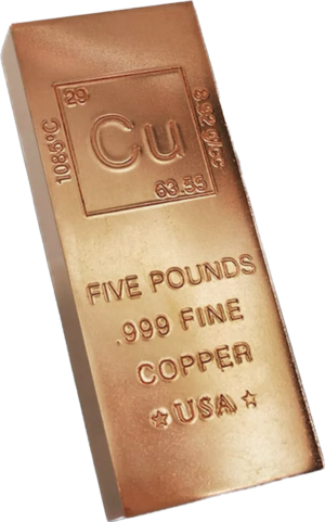 Copper bar, 5 pounds, .999 pure Prehistoric Online