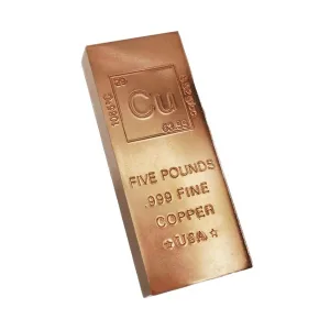 Copper bar, 5 pounds, .999 pure Prehistoric Online