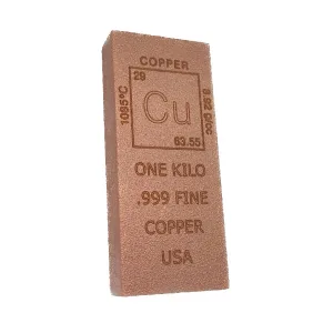 Copper bar, 1 kilo, .999 pure Prehistoric Online