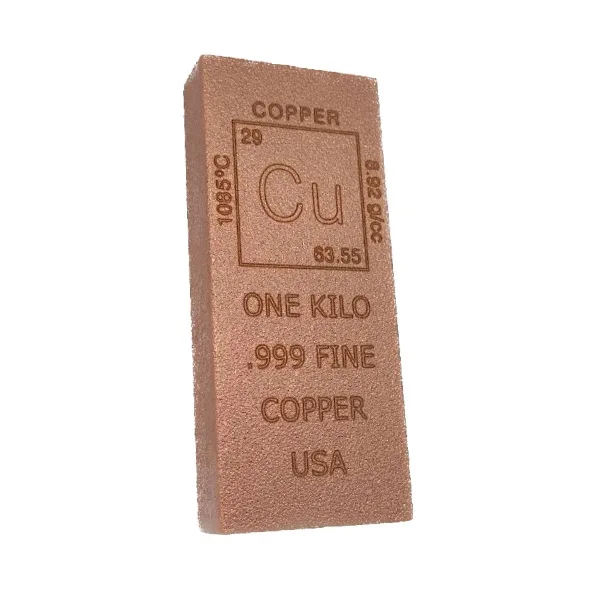 Large Copper bar, 1 kilo, .999 pure Prehistoric Online