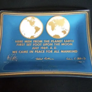 VINTAGE Apollo 11 First Moon Landing Dish 1969 RARE BLUE!! Prehistoric Online
