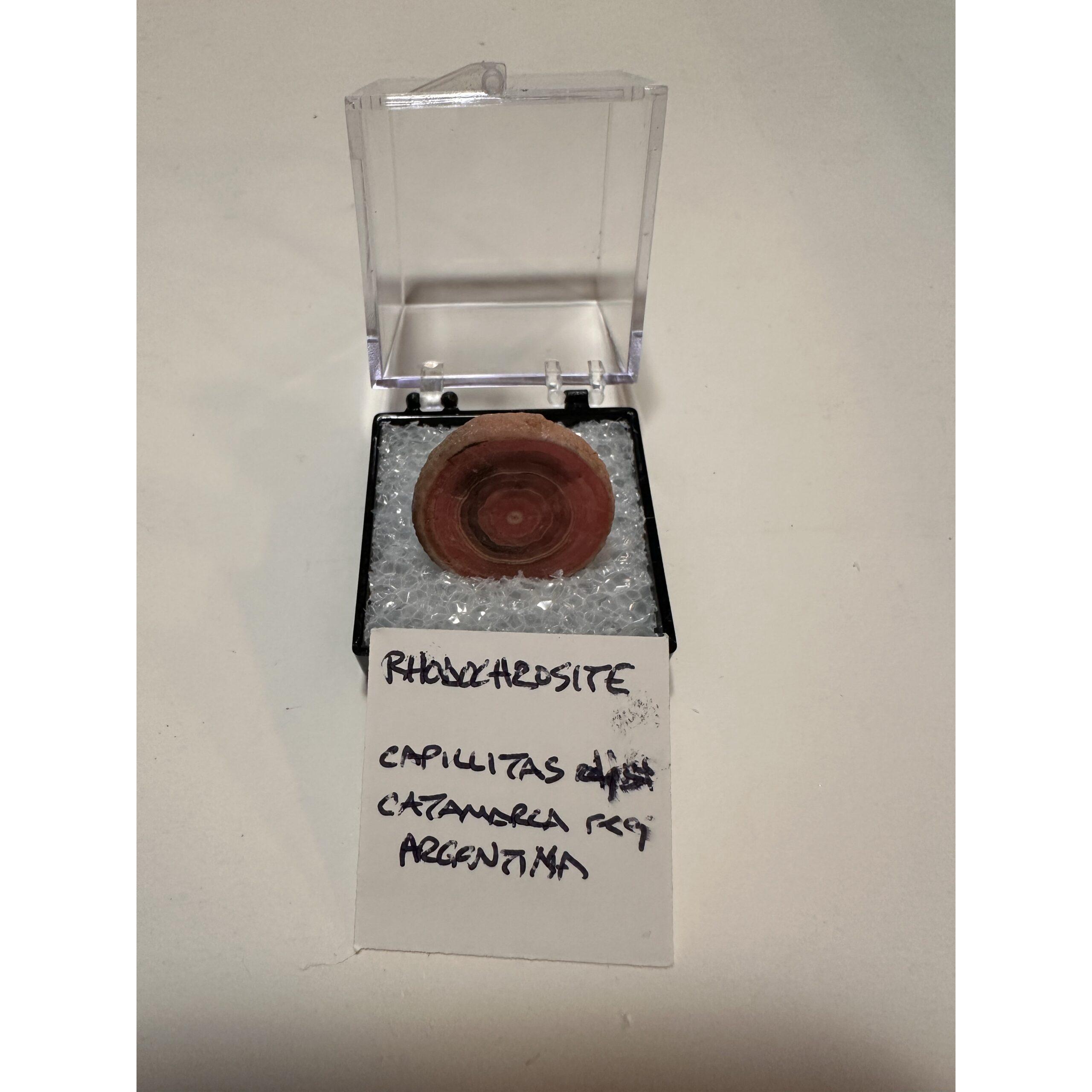 Rhodochrosite thumbnail mineral, Argentina Prehistoric Online