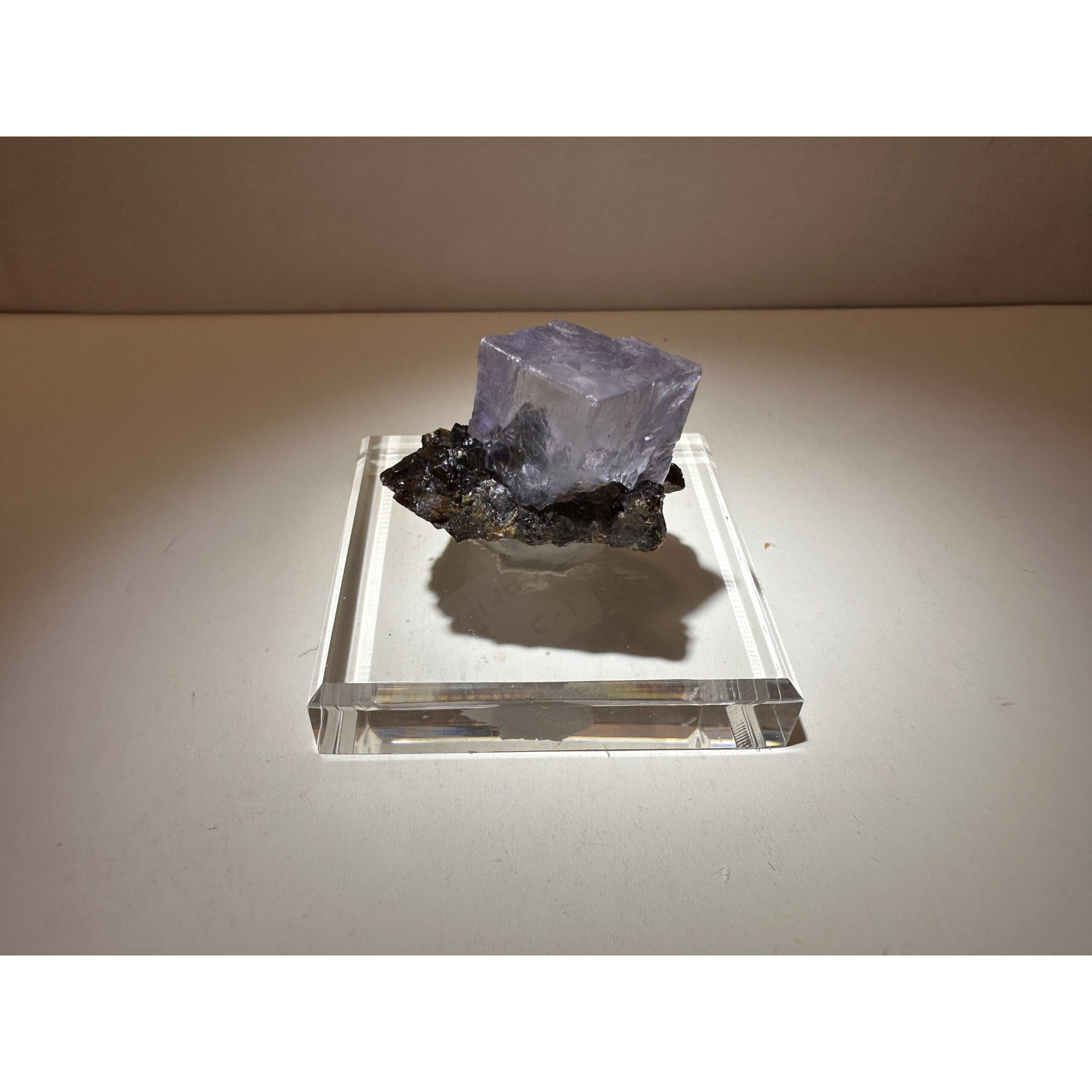 Fluorite thumbnail mineral, Elmwood Mine, TN, on Sphalerite Prehistoric Online