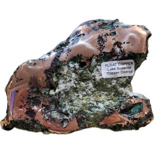 A natural, somewhat polished copper specimen showcasing its reddish-brown color and metallic luster.