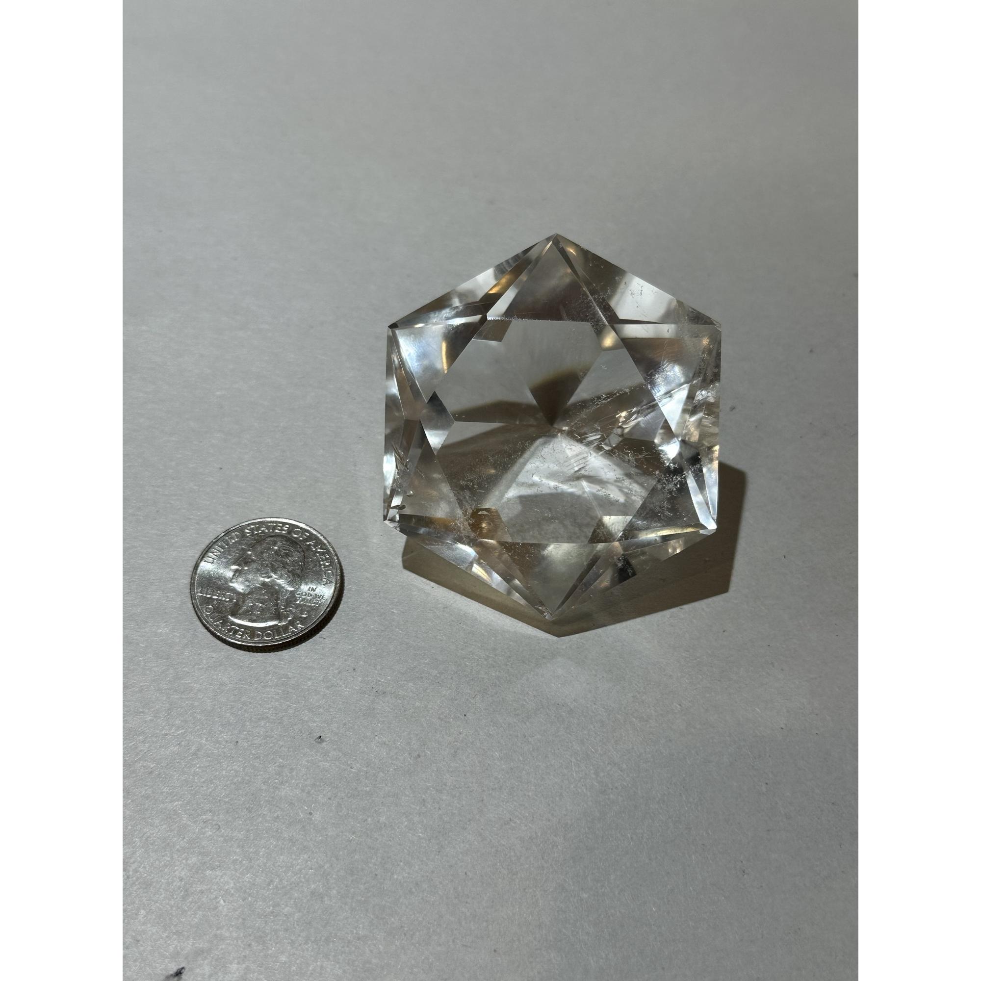 Quartz faceted diamond, Brazil, Gemmy Prehistoric Online