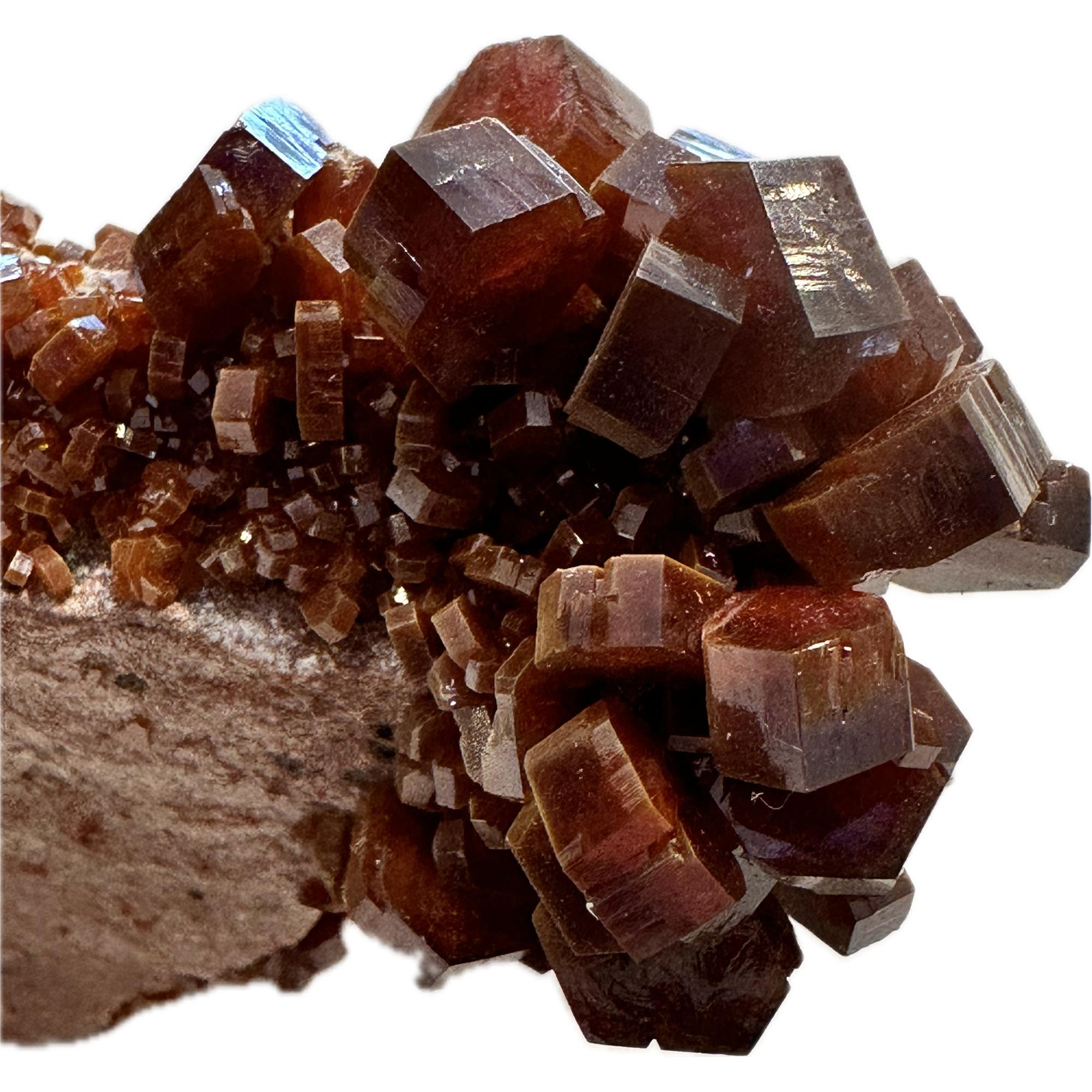 This is a picture of a thumbnail-size vanadinite. It is blood-colored.