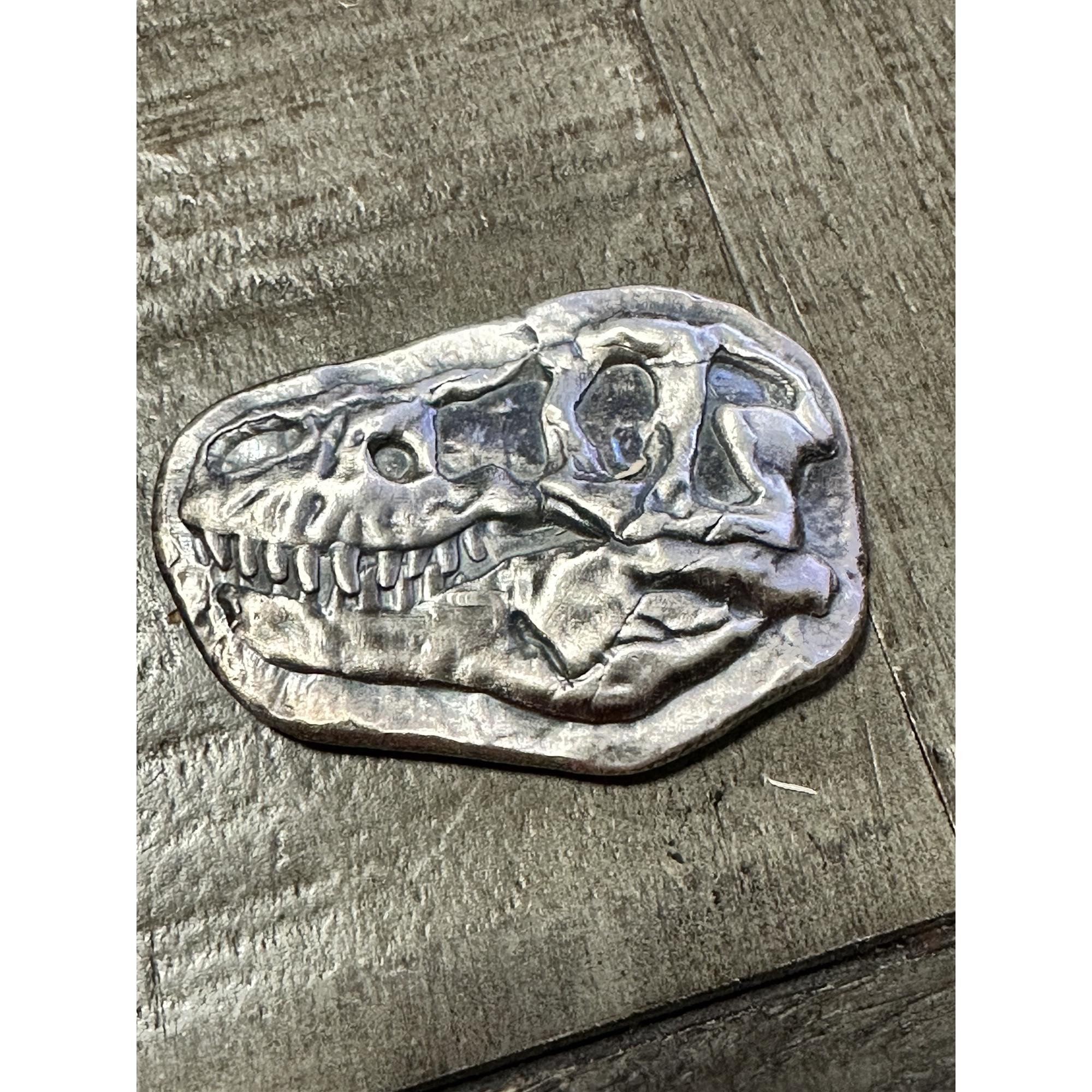 Trex head medallion, 3 troy oz of .999 silver Prehistoric Online