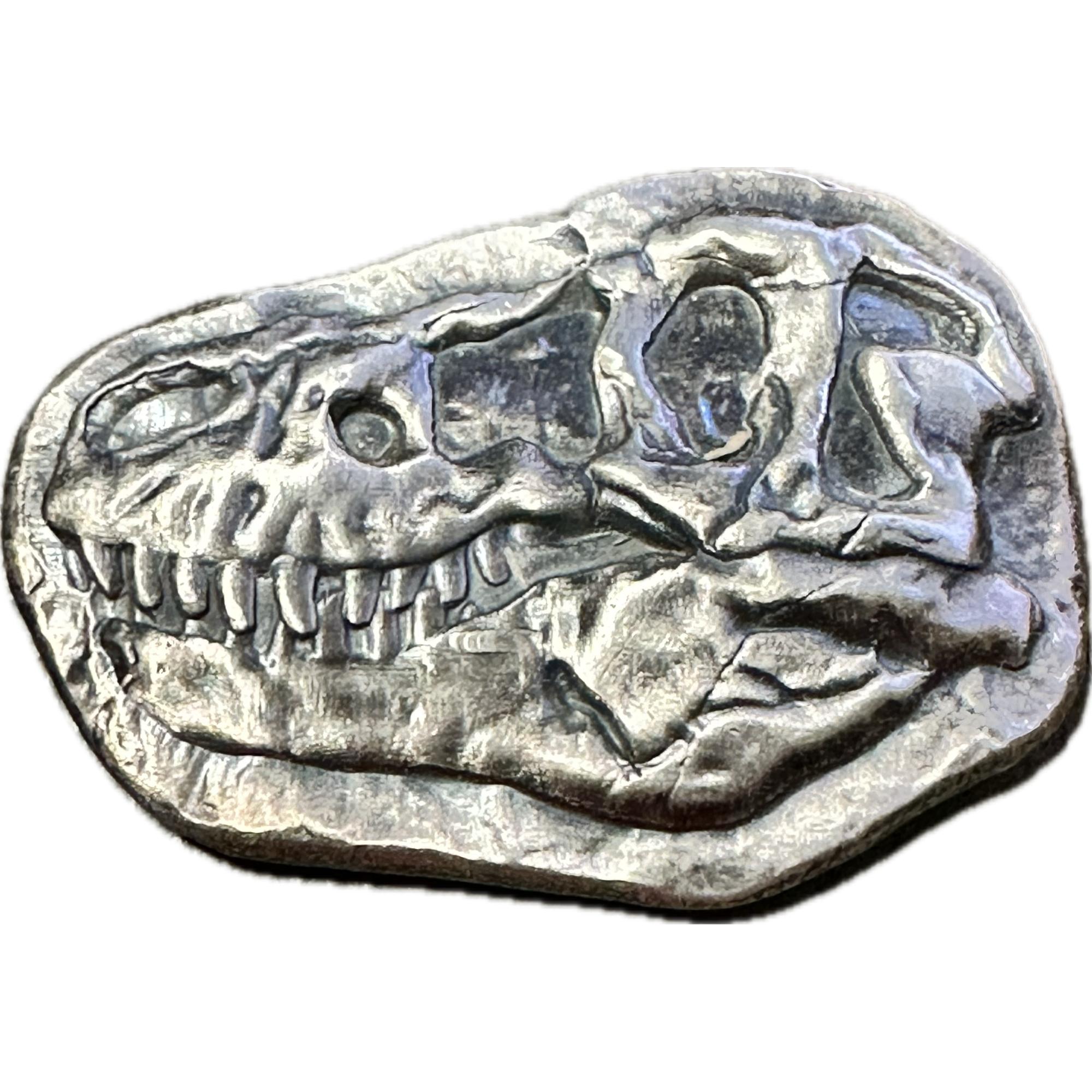 Trex head medallion, 3 troy oz of .999 silver Prehistoric Online