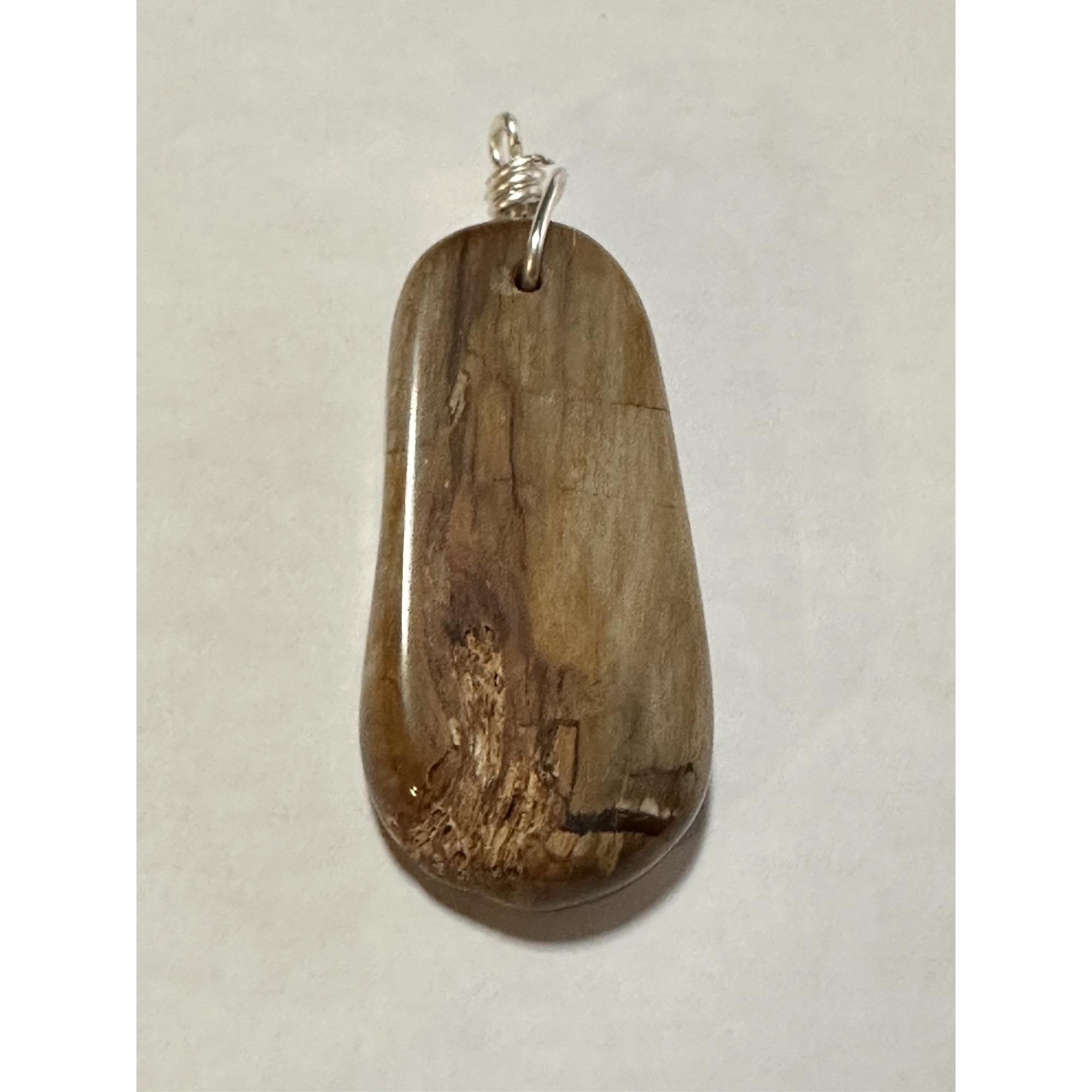 Petrified wood pendant, Oregon,  approx 2 inches long Prehistoric Online