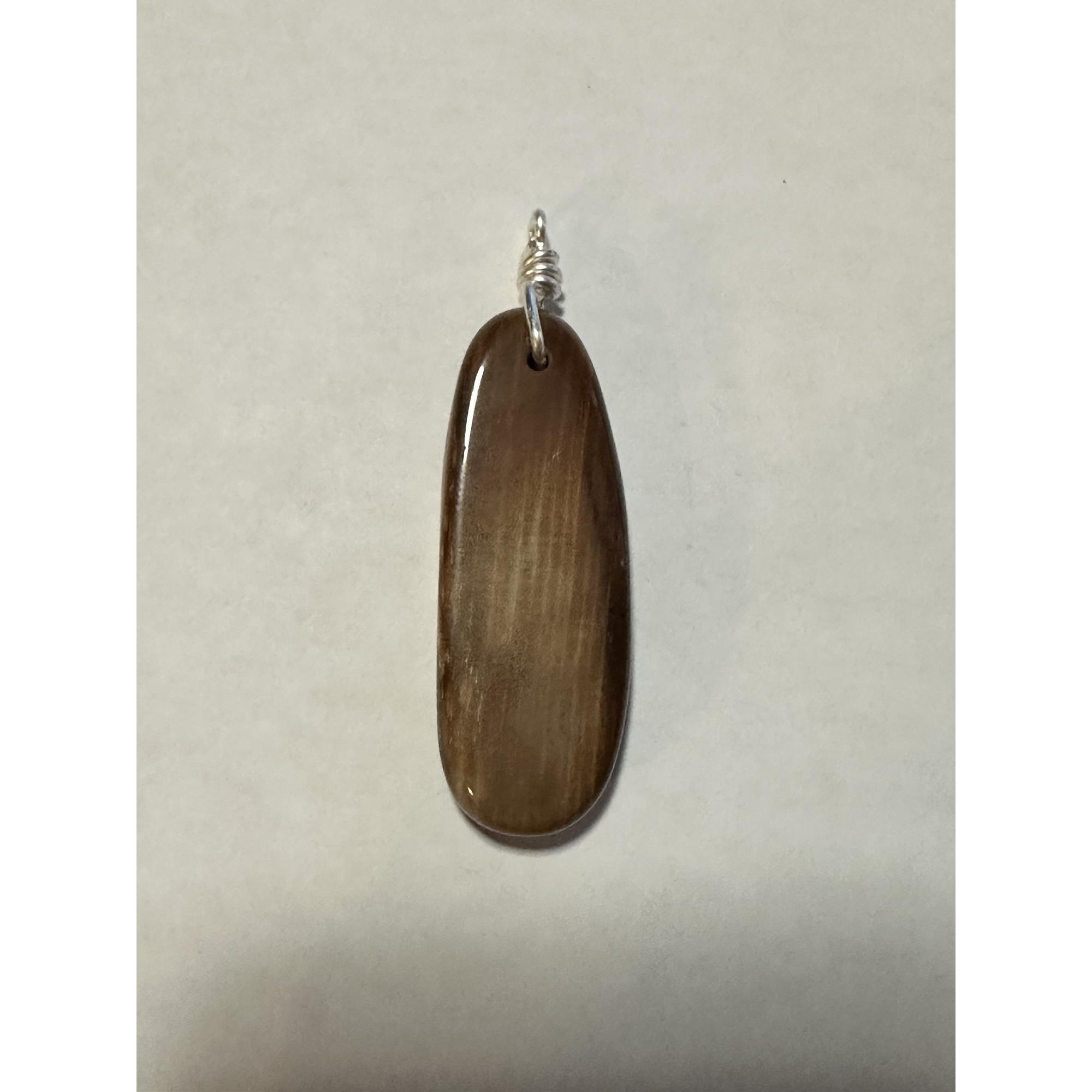 Petrified wood pendant, Oregon, locally wrapped Prehistoric Online