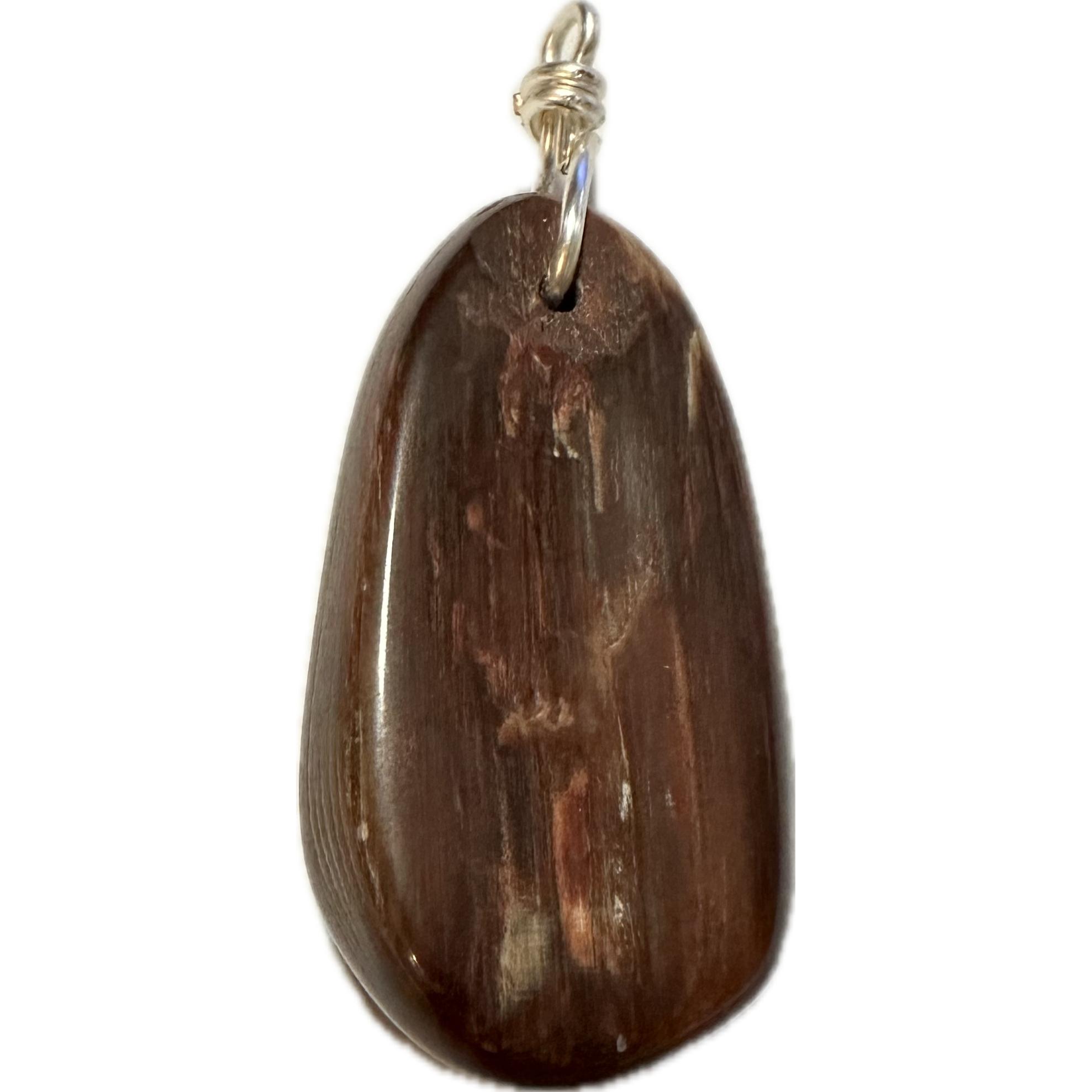 Petrified wood pendant, Oregon, rich color Prehistoric Online