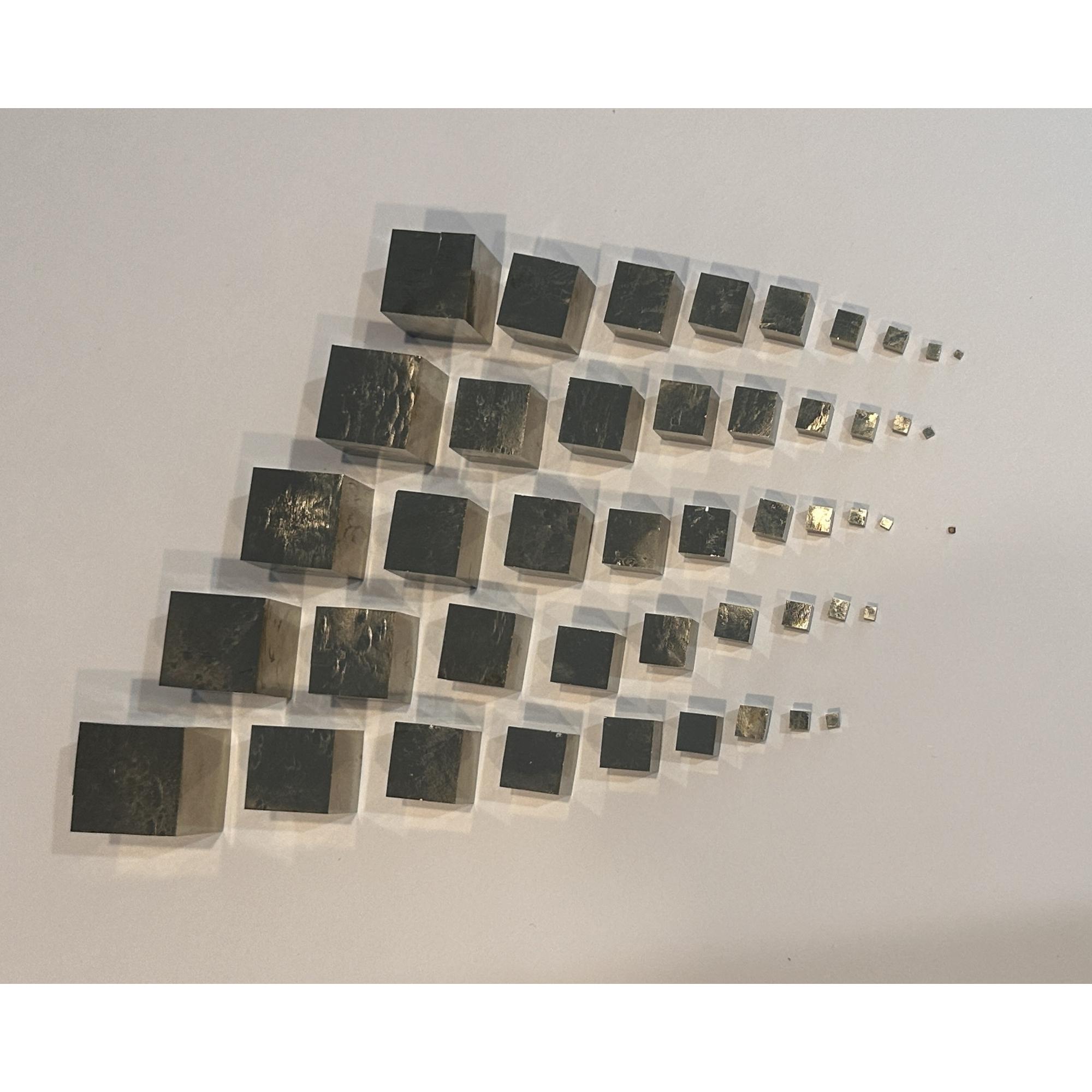 Pyrite,Spanish Cube, RARE graduating set of 46 cubes Prehistoric Online