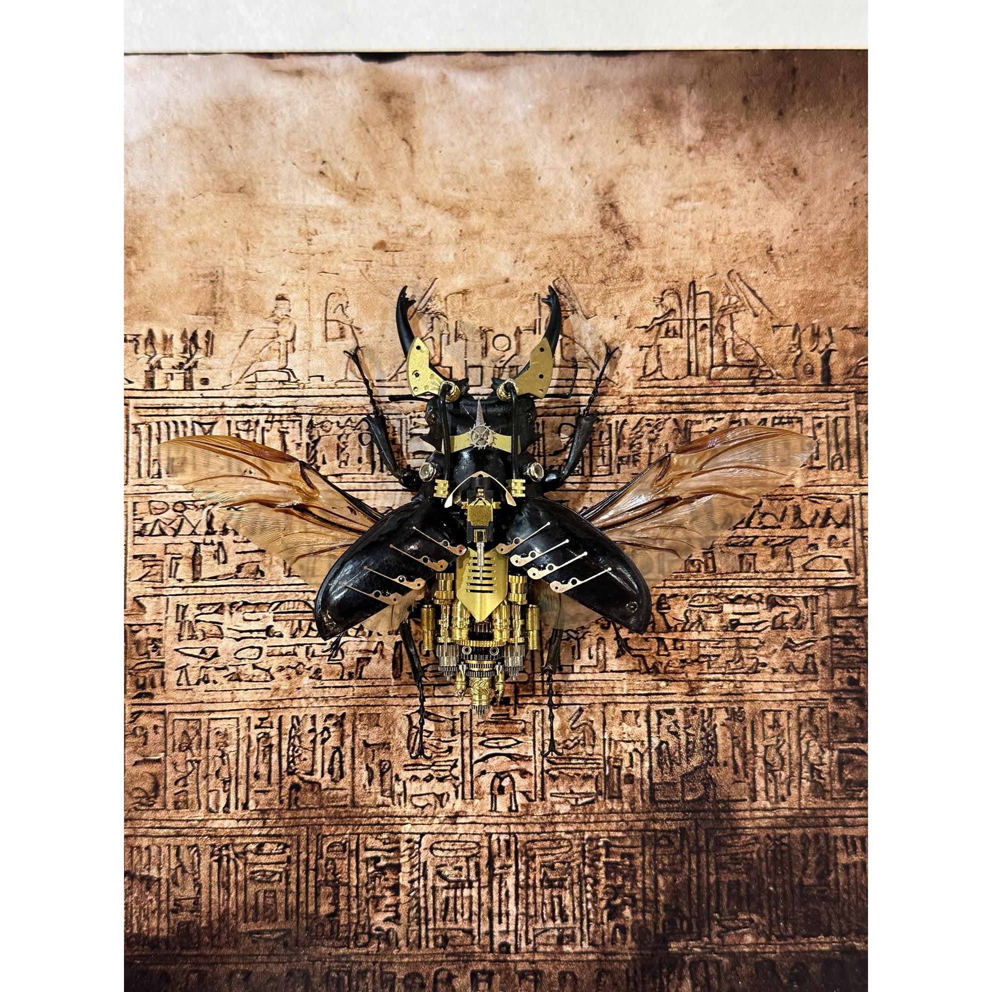 steampunk beetle with an Egyptian themed background