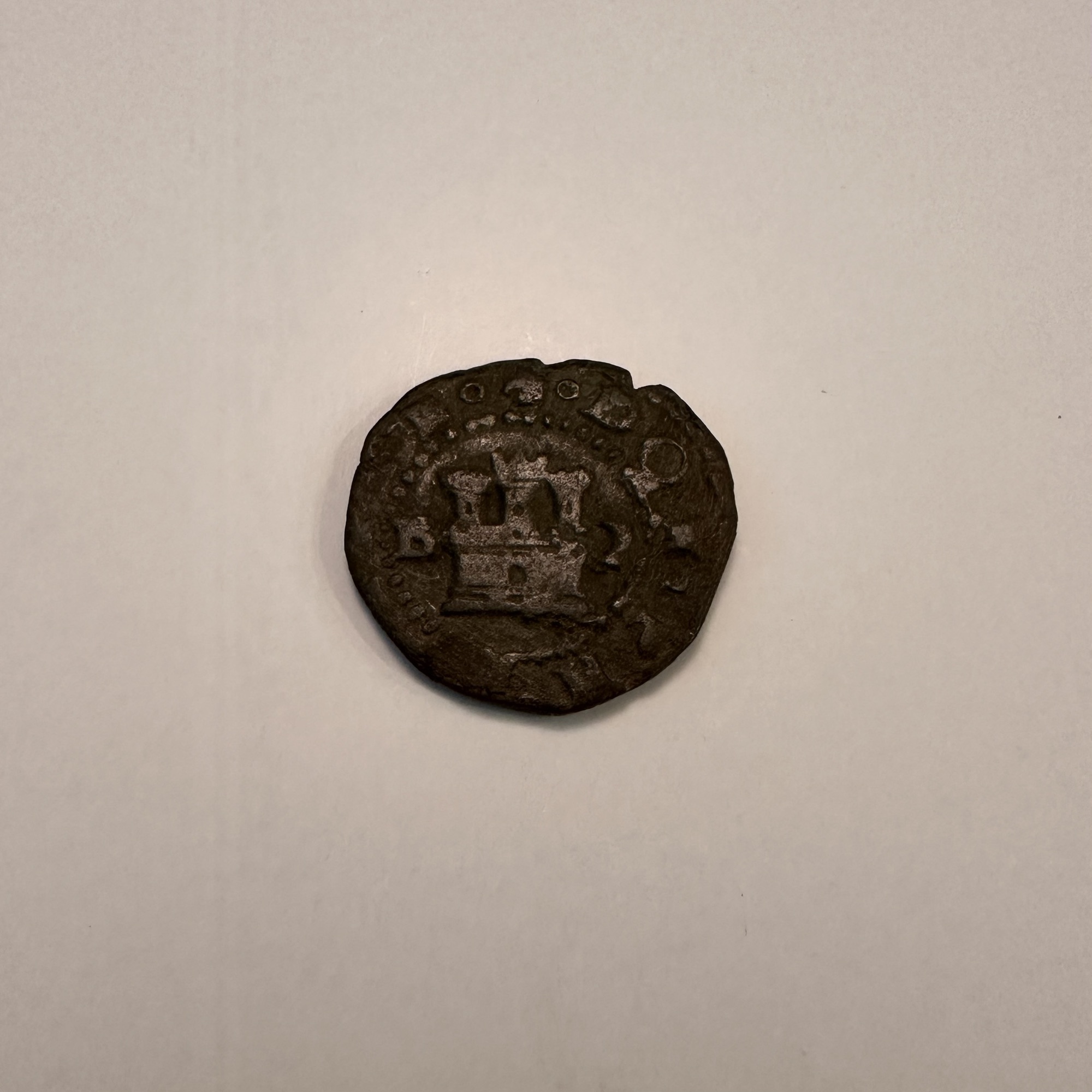 Pirate coin from spain. 1600's with beautiful castle on front.