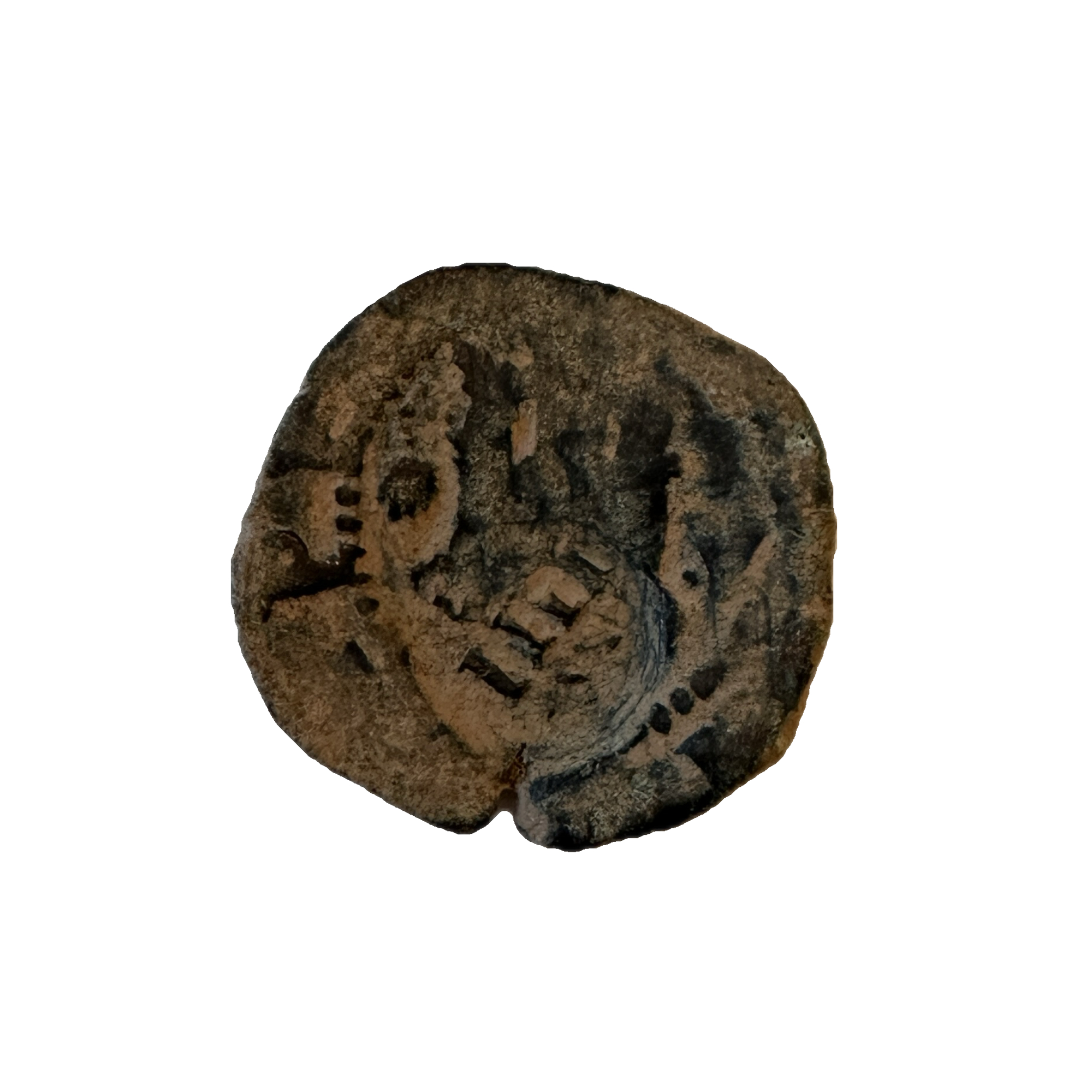 Pirate coin from spain. 1600s bronze cob with great oxidation. Wonderful detail for old treasure