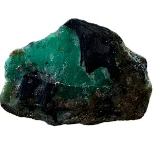 Muzo mine, Columbian emerald crystal in matrix. Deep green color offset by black matrix