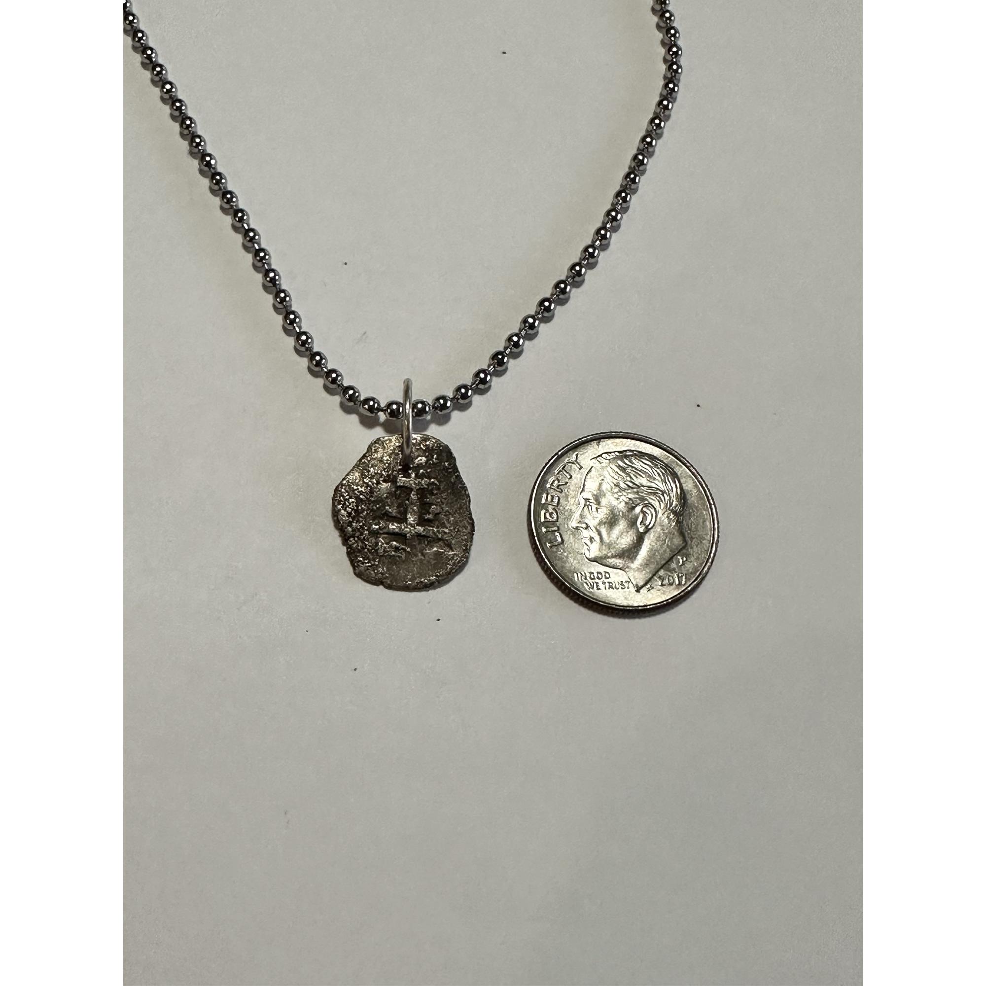 Shipwreck Silver coin, 1/4 Reale, pendant, 1600s Prehistoric Online
