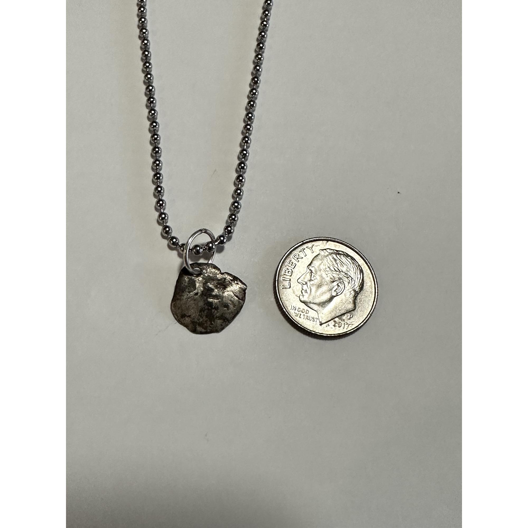 Shipwreck Silver coin, 1/4 Reale, pendant, beaded chain Prehistoric Online