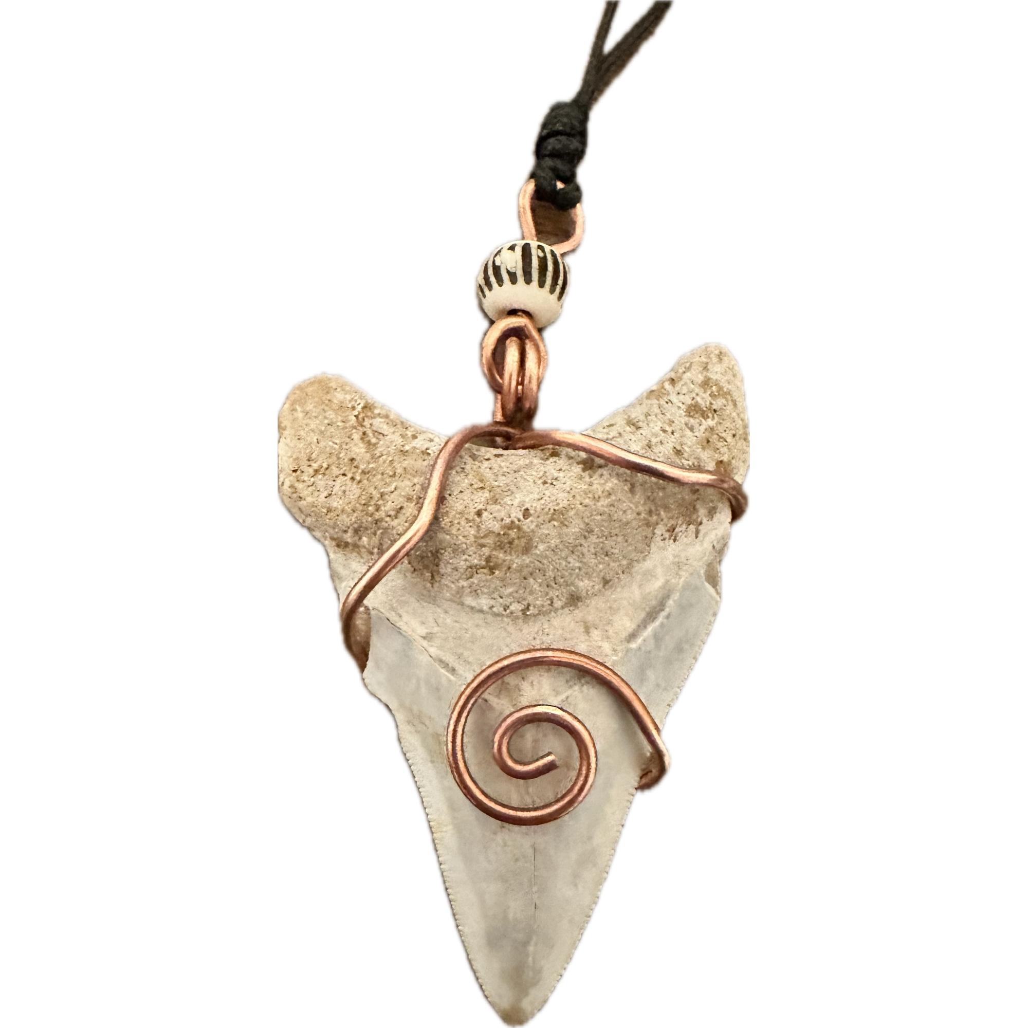 Megalodon Pendant, hand wired in copper, chain included Prehistoric Online