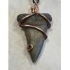 Fossil Mako Pendant, copper wire, vivianite blue hue Prehistoric Online