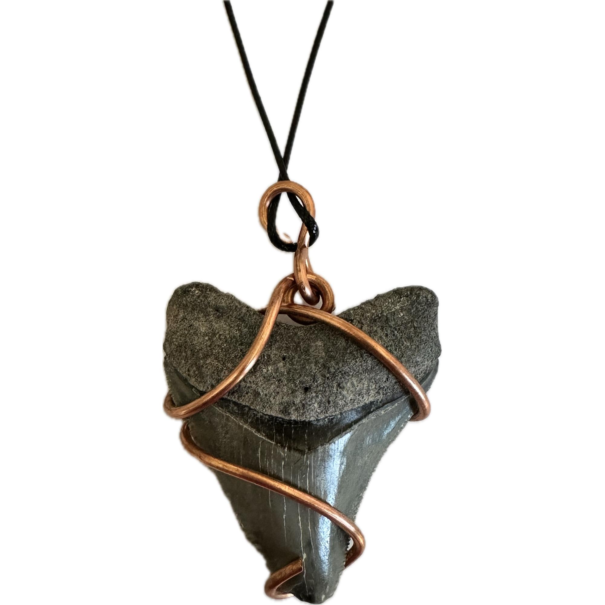 Megalodon Pendant, copper, 2.35 inches, great enamel Prehistoric Online