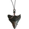 Megalodon Pendant, blackened copper wire, Sharp serrations Prehistoric Online