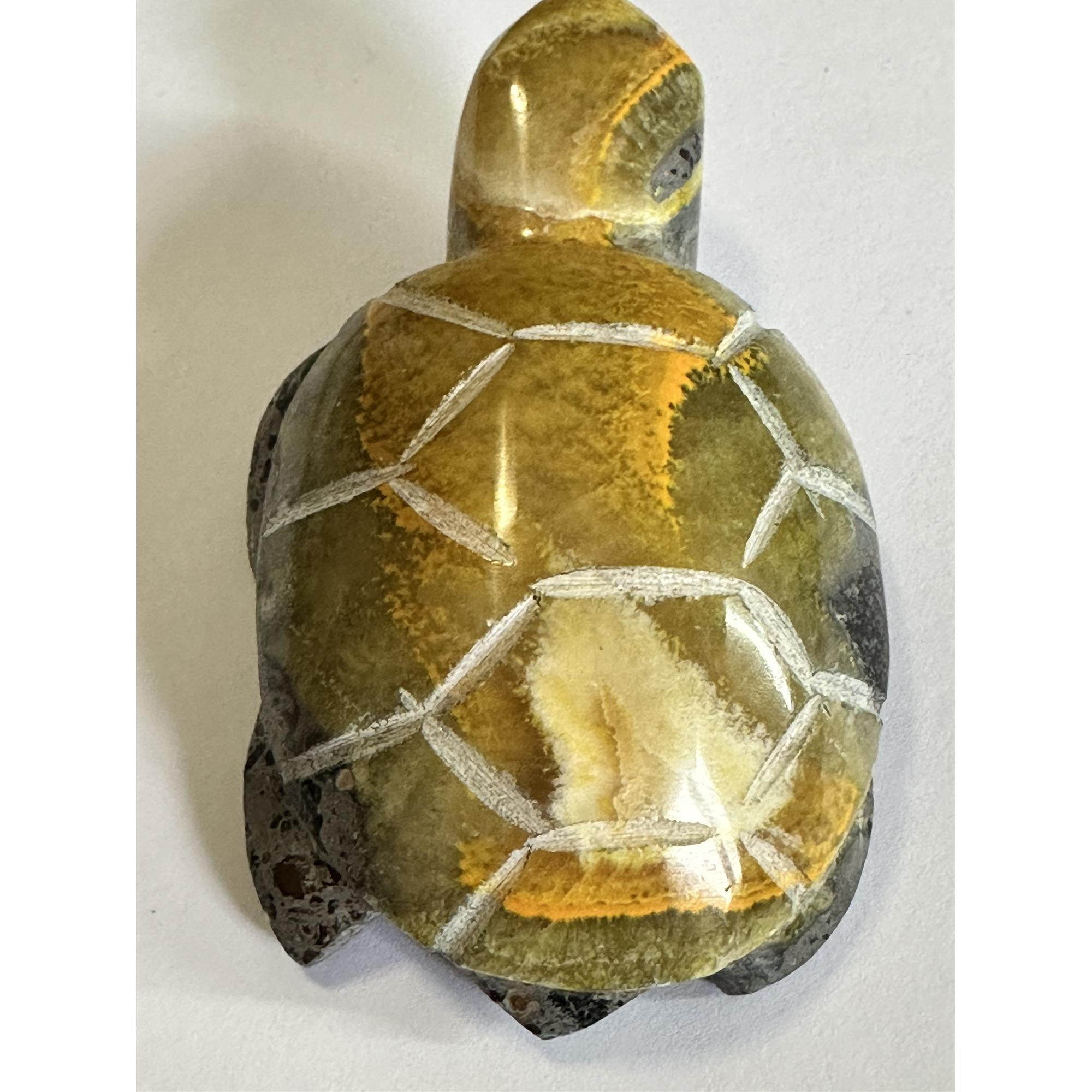 Bumblebee Jasper carved Turtle, Gorgeous orange color Prehistoric Online
