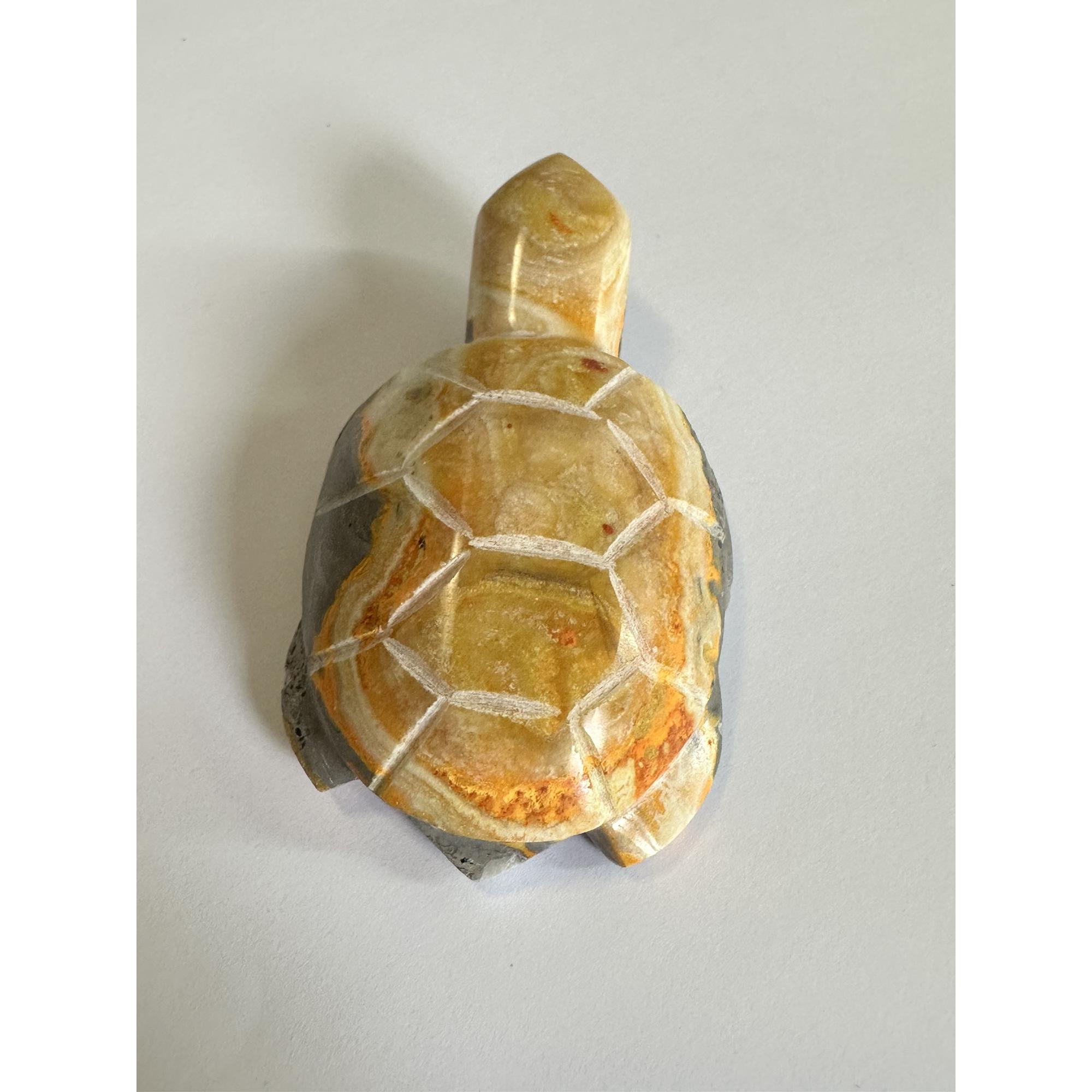 Bumblebee Jasper carved Turtle, vibrant colors, great carving Prehistoric Online