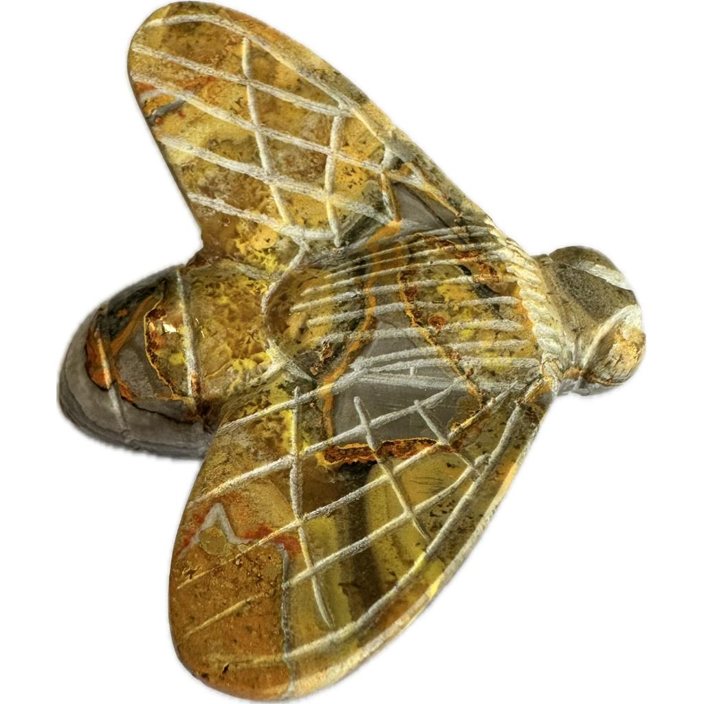 Bumblebee Jasper carved Bee, beautiful colors throughout Prehistoric Online