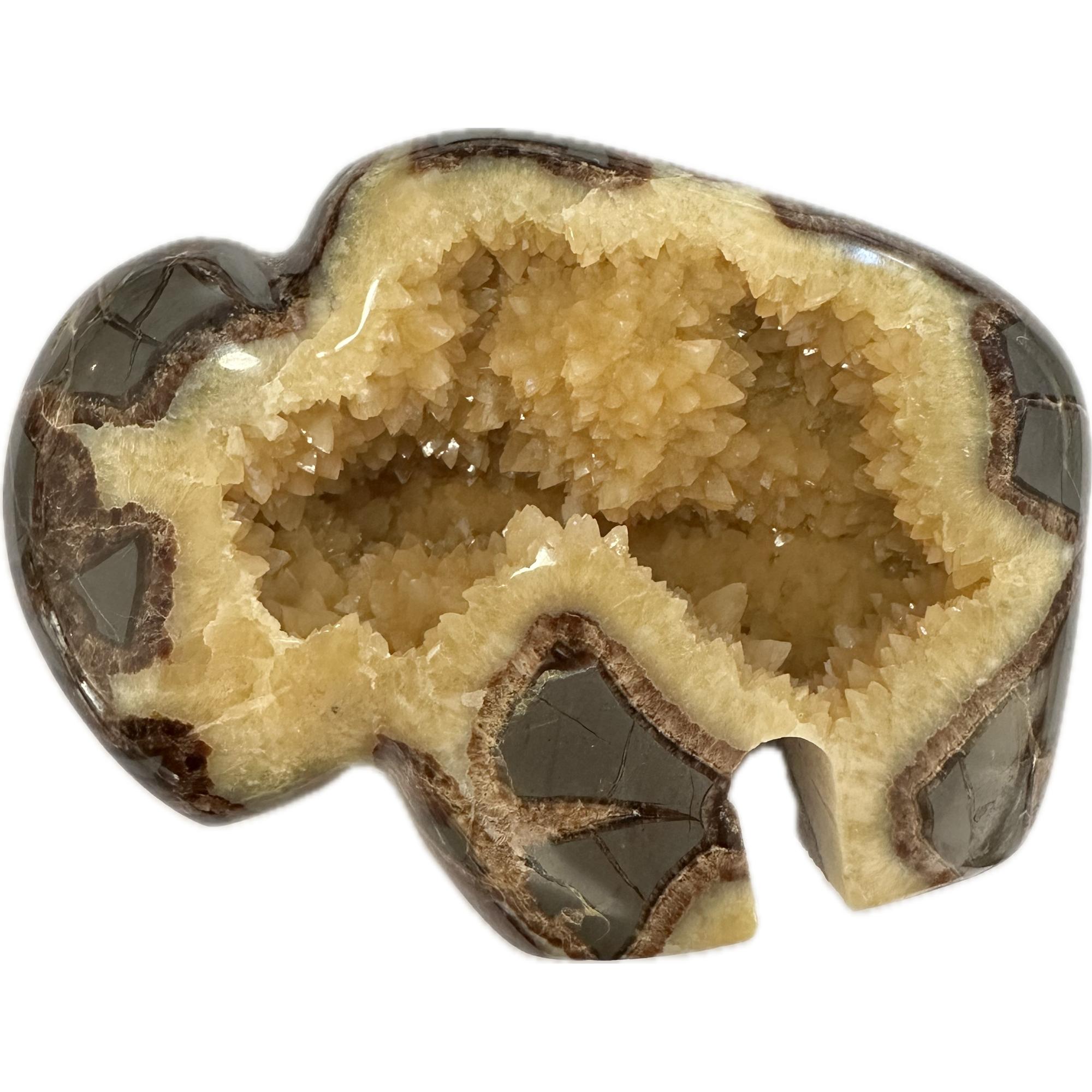 Septarian Bison fetish animal, Utah, rich golden calcite Prehistoric Online