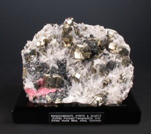 Pyrite,Quartz,Rhodochrosite, Collector specimen Prehistoric Online