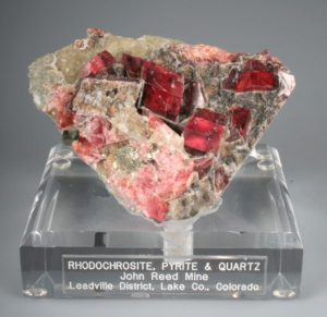 Rhodochrosite,Pyrite, Quartz  Colorado Prehistoric Online