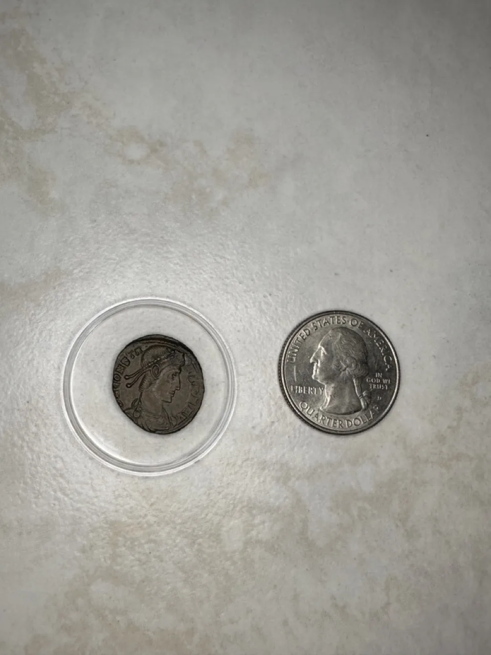 Roman Coin, Unique shaped Constantine era bronze coin Prehistoric Online