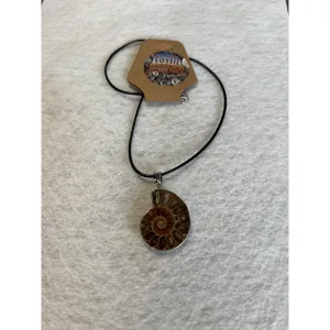 Cleoniceras  Ammonite Pendant,  18″ leather cord Prehistoric Online