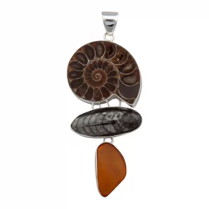 Fossil Pendant- .950 Sterling – 3 3/4 inches Prehistoric Online