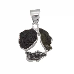 Sterling Silver Meteorite Moldavite Tecktite Pendant 3 5000x 2