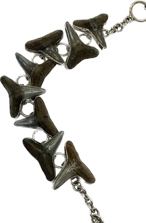 Fossil Shark Teeth- Sterling .950 – Fits 6 3/4″-8″ in length Prehistoric Online