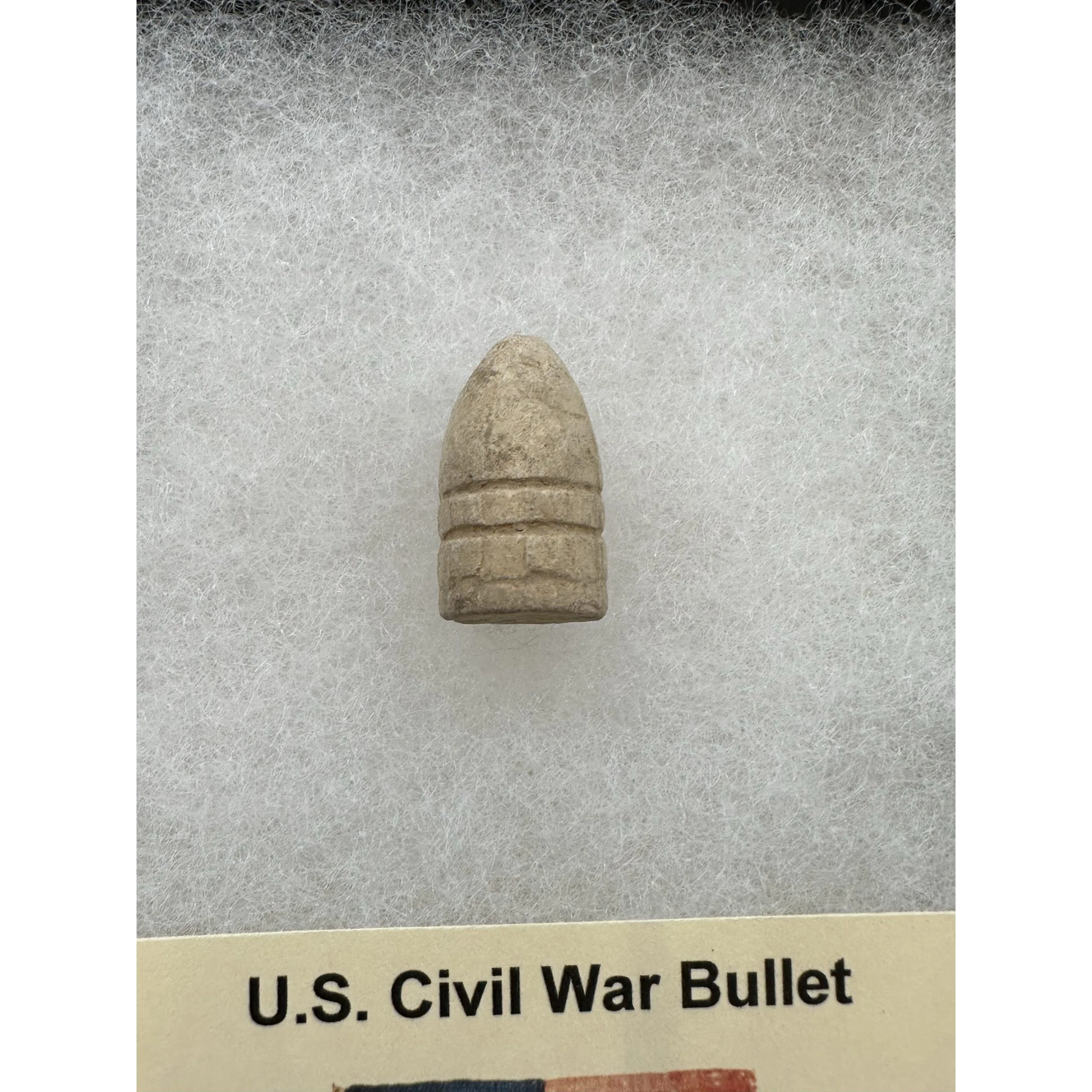 Civil War Bullet, unfired, great artifact in box Prehistoric Online