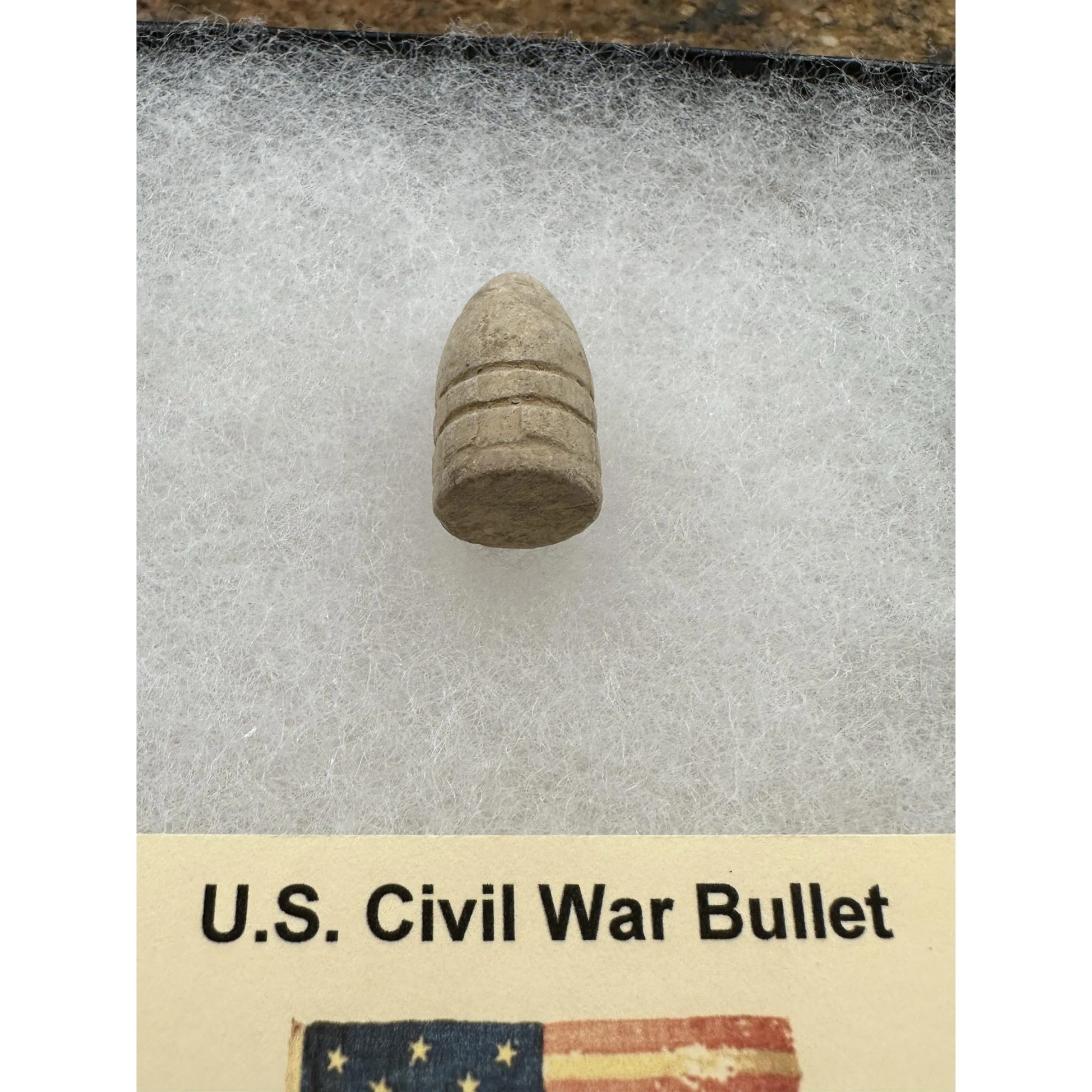 Civil War Bullet, unfired, great artifact in box Prehistoric Online
